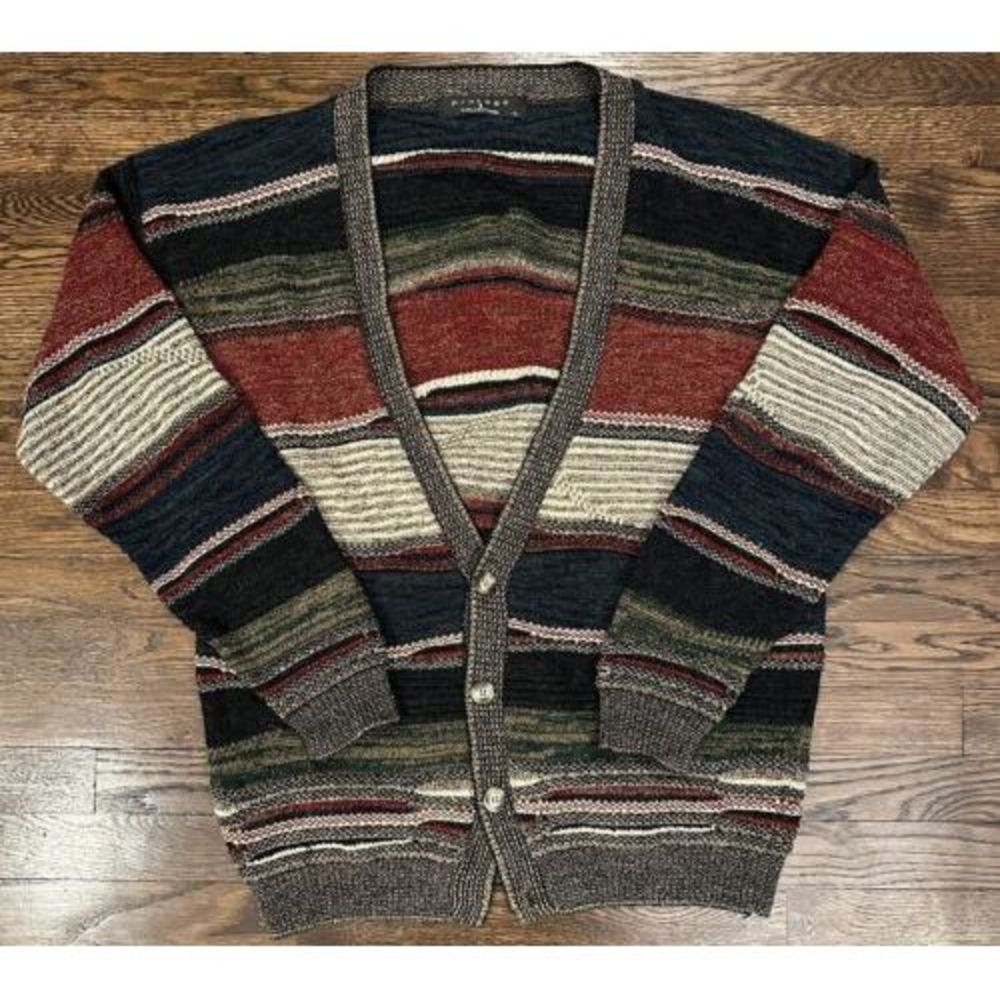 Vintage  Protege Collection USA Coogi Style Cosby 3D Texture Cardigan  Men Sz L